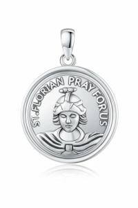 wholesale 925 Sterling Silver St. Florian Prayer for Us Medal Necklace Pendant Charm Chain not included-21b-St Florian-21b-St Florian Chain not included