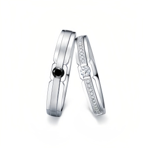 L Moissanite Wedding Ring Set