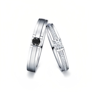 J Moissanite Wedding Ring Set