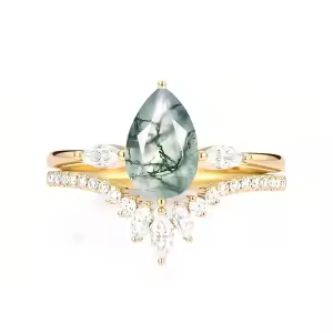 C Moss Agate Gold Ring