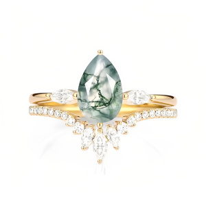 C Moss Agate Gold Ring