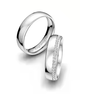 B Wedding Ring Set-44 Stones