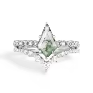 C Moss Agate Moissanite Ring