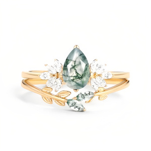 C Moss Agate Gold Ring