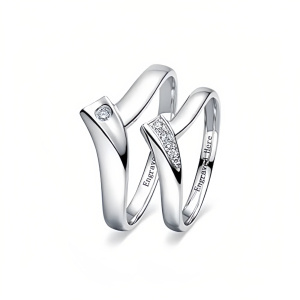 F Moissanite Wedding Band Sets