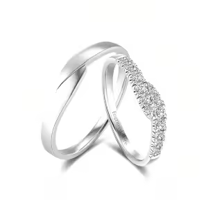 D Moissanite Wedding Ring Set