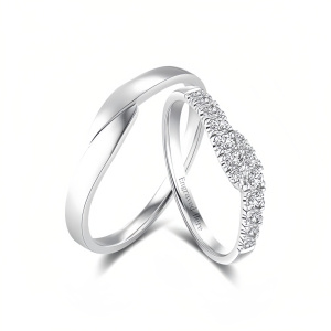 D Moissanite Wedding Ring Set