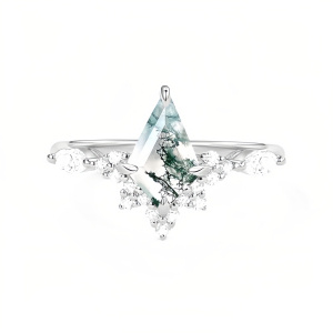 B Moss Agate Moissanite Ring