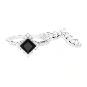 D Black Onyx Moissanite Ring