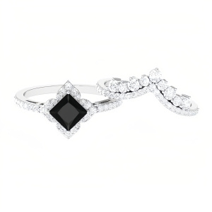 D Black Onyx Moissanite Ring
