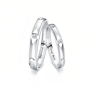 H Moissanite Wedding Band Sets