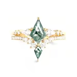 F Moss Agate Gold Ring