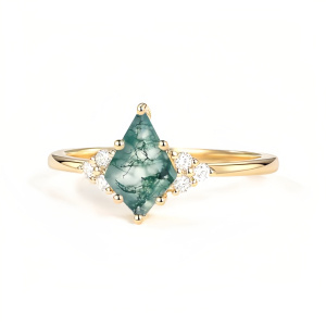 A Moss Agate Gold Ring