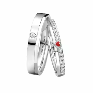 B Moissanite Wedding Ring Set