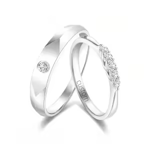 F Moissanite Wedding Ring Set
