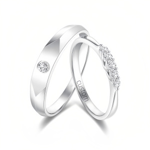 F Moissanite Wedding Ring Set