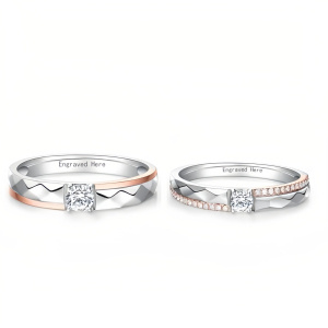 F Moissanite Wedding Ring Set