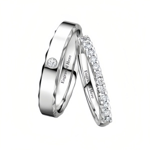 C Moissanite Wedding Ring Set