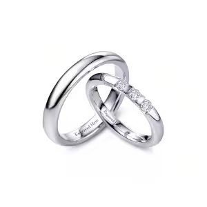 H Custom wedding ring set