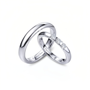 H Custom wedding ring set