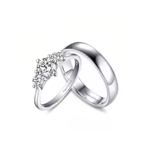 3 Stone wedding rings set