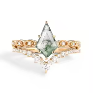 C Moss Agate Gold Ring