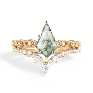 C Moss Agate Gold Ring