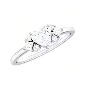 D Moissanite Heart Ring