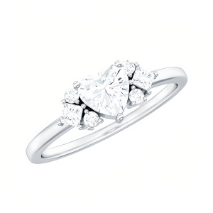 D Moissanite Heart Ring