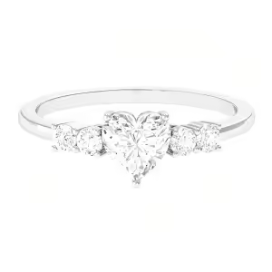 B Moissanite Heart Ring