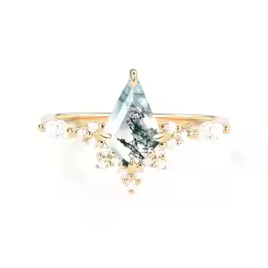 B Moss Agate Gold Ring