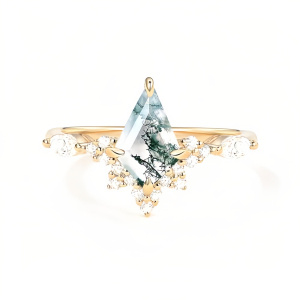 B Moss Agate Gold Ring