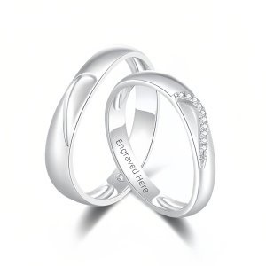F Moissanite Wedding Ring Set