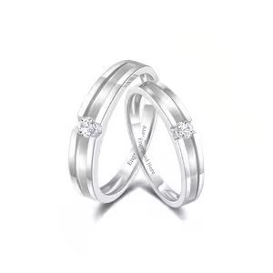 F Moissanite Wedding Ring Set