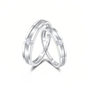 F Moissanite Wedding Ring Set