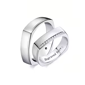 G Moissanite Wedding Band Sets