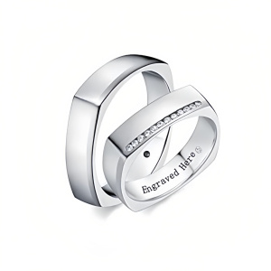 G Moissanite Wedding Band Sets