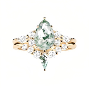 D Moss Agate Gold Ring