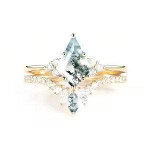 E Moss Agate Gold Ring