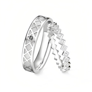 B Wedding Ring Set