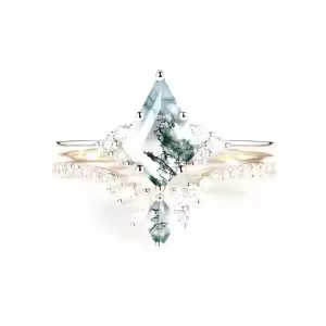 E Moss Agate Moissanite Ring