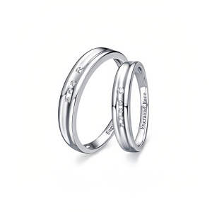 E Moissanite Wedding Band Sets