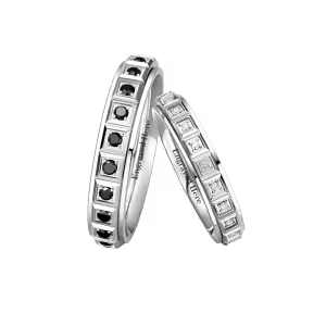 F Moissanite Wedding Ring Set