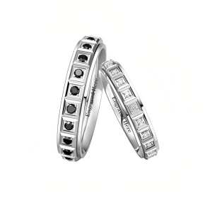 F Moissanite Wedding Ring Set