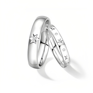D Wedding Ring Set