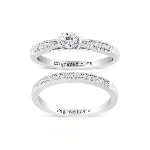F Custom wedding ring set