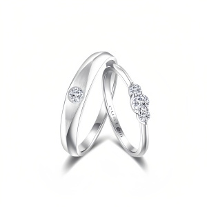 C Moissanite Wedding Ring Set