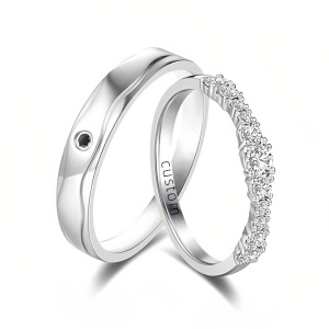 A Moissanite Wedding Ring Set