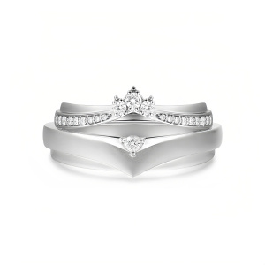 D Moissanite Wedding Ring Set