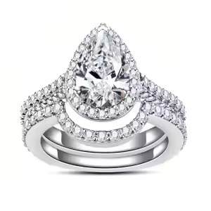 Pear-Cut Retro Ring Set